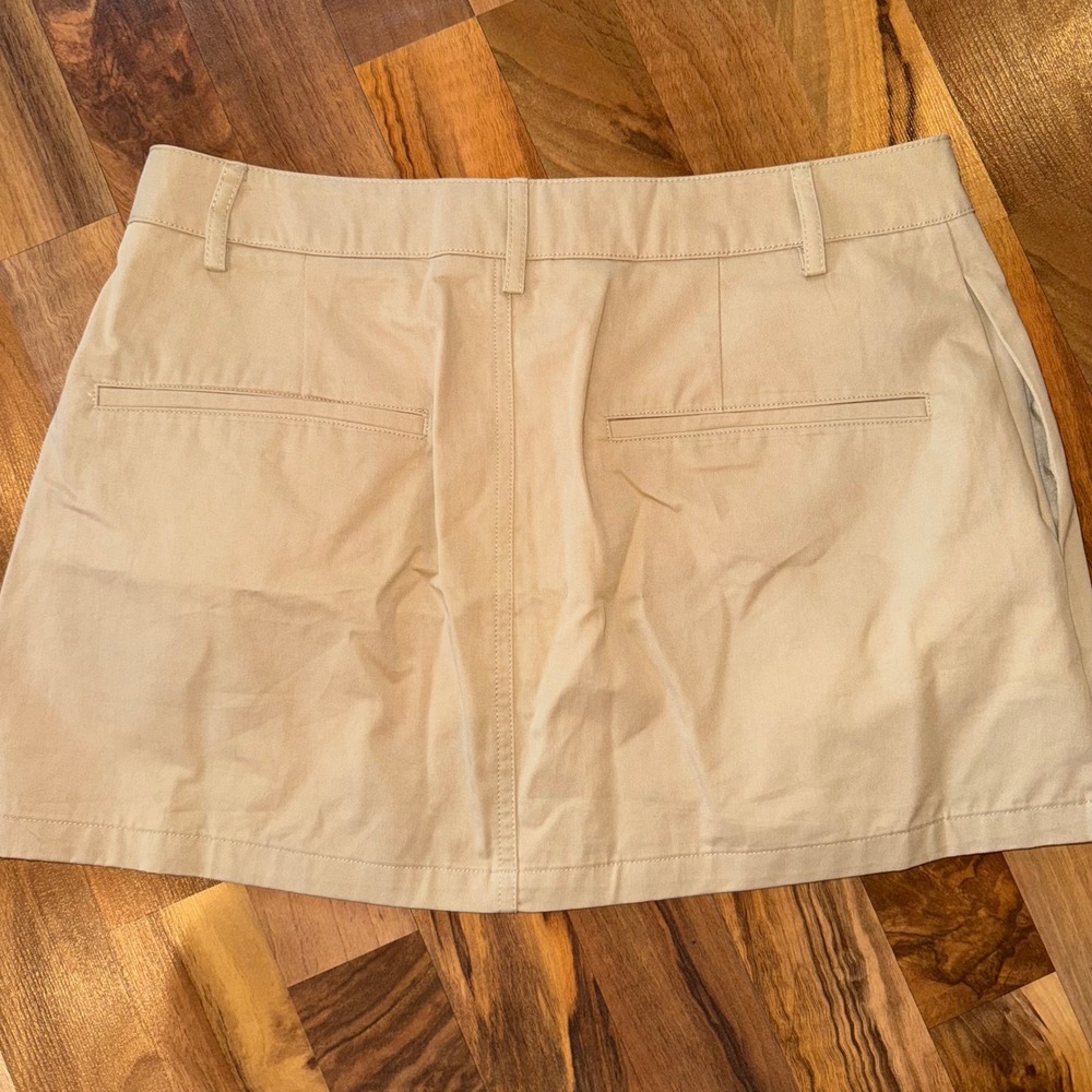 Zara Mini Skirt Tan Beige Khaki Pleated academia Casual Pocket Size M NWT school - Picture 4 of 4